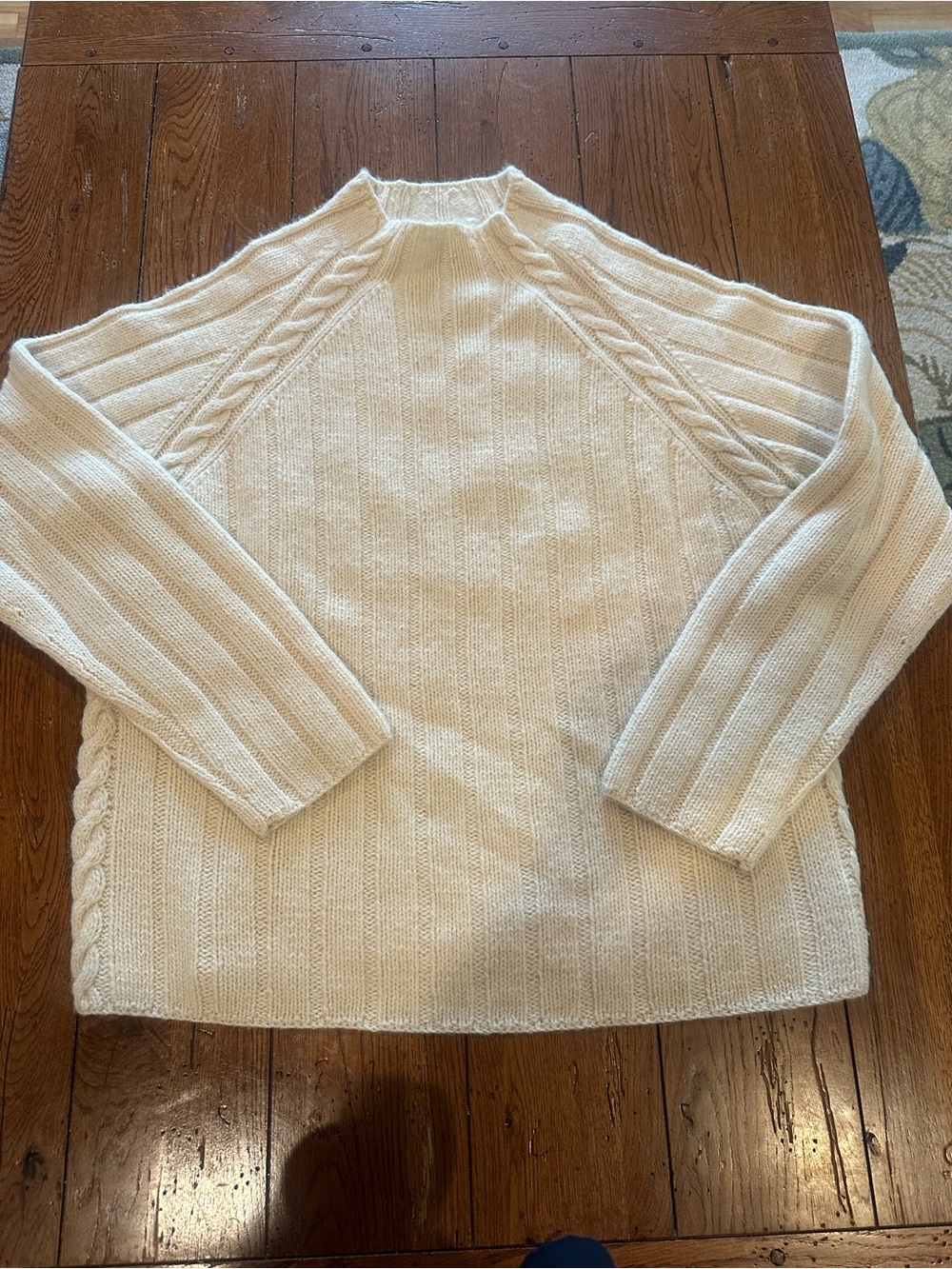 Banana Republic XXL Lambswool Alpaca Cable Knit Sweater Ivory Cream